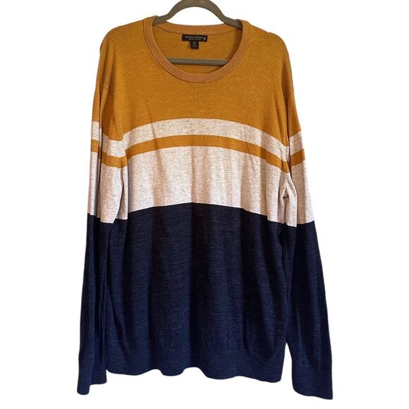 Banana Republic Crew Neck Sweater Men's Size XXL Organic Cotton Striped Pullover - Picture 1 of 9